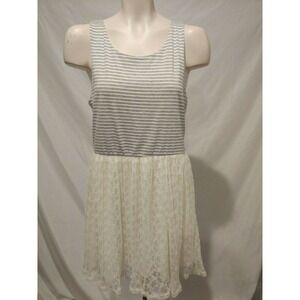 Altar'd State Boho Gray Striped Lace Dress